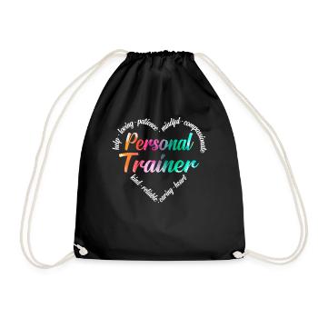 Personal Trainer Heart Word Cloud - Turnbeutel - Schwarz - Vorne