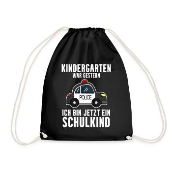 Einschulung Polizei Jungen Schulkind Geschenk - Turnbeutel - Schwarz - Vorne