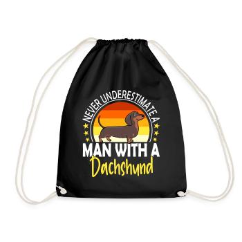 Dachshund Teckel Dogs Dog Lovers Dachshund Man - Drawstring Bag - black - Front