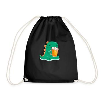 Beer Gift with Dino - Drawstring Bag - black - Front