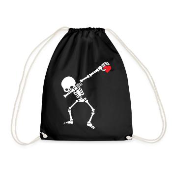 Dabbing Skeleton Heart Valentine Day Love Heart - Turnbeutel - Schwarz - Vorne