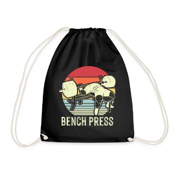 Bench Press Retro Workout Fitness Training - Drawstring Bag - black - Front