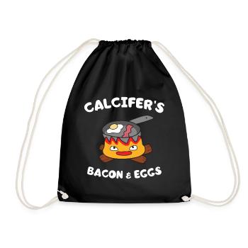 Calcifer's bacon and egg Cook - Funny Food lover - Drawstring Bag - black - Front