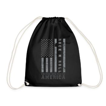 Rock N Roll United States America Flag USA - Drawstring Bag - black - Front