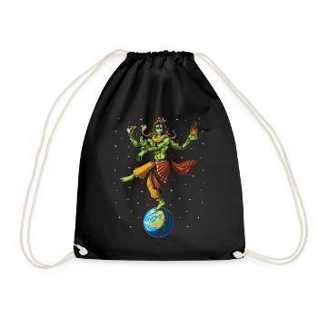 Alien Shiva Hindu God - Drawstring Bag - black - Front