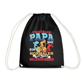 Laufen Triathlon Papa nur Willensstärker Triathlon - Turnbeutel - Schwarz - Vorne