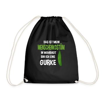 Menschen Kostüm In Wahrheit bin ich eine Gurke - Turnbeutel - Schwarz - Vorne