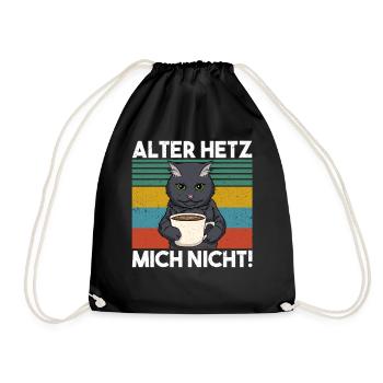 Katze Hetz Mich Nicht - Schwarze Katze Kaffee - Turnbeutel - Schwarz - Vorne