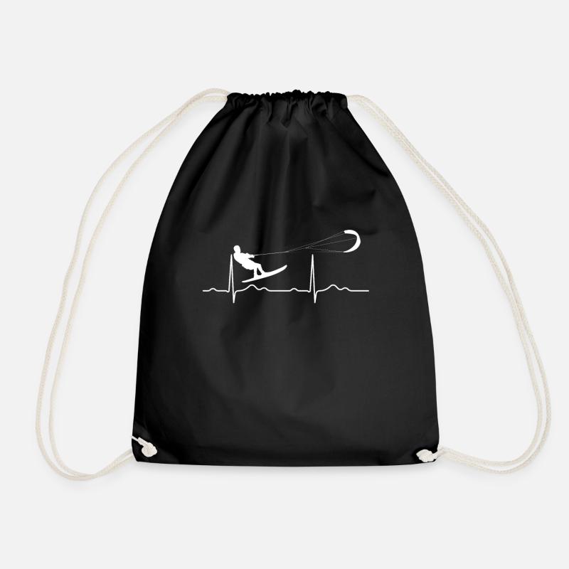Kite Sailing Kitsurfing Kiting - Drawstring Bag - black