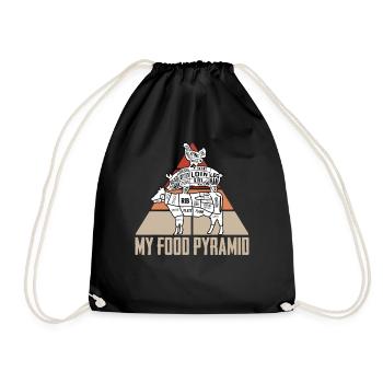 Meat labeled food pyramid - Drawstring Bag - black - Front