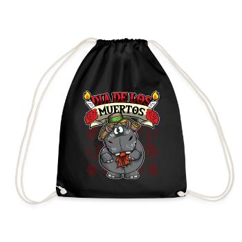 Dia De Los Muertos Animals Hippo - Turnbeutel - Schwarz - Vorne