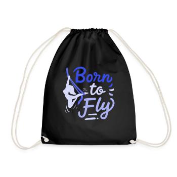 Aerial Yoga Born To Fly Zum Fliegen Geboren Tuch - Turnbeutel - Schwarz - Vorne