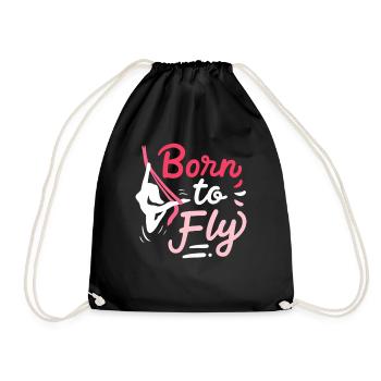Aerial Yoga Born To Fly Zum Fliegen Geboren Tuch - Turnbeutel - Schwarz - Vorne