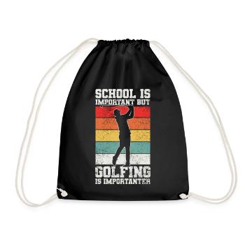 Golfer Golfspieler - Turnbeutel - Schwarz - Vorne