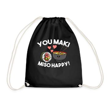 Sushi You Maki Miso Happy Kawaii Japan Noodle Soup - Turnbeutel - Schwarz - Vorne