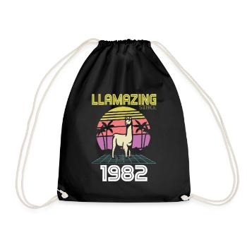 Llamazing Since born 1982 Birthday 39 years - Drawstring Bag - black - Front