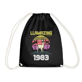 Llamazing Since born 1983 Birthday 38 years - Drawstring Bag - black - Front