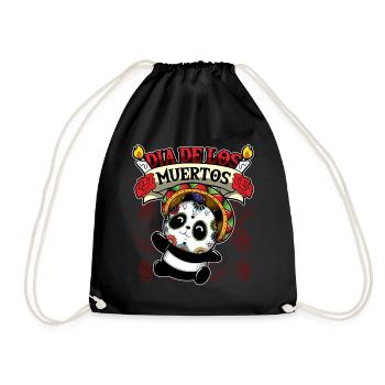 Dia De Los Muertos Animals Panda - Turnbeutel - Schwarz - Vorne