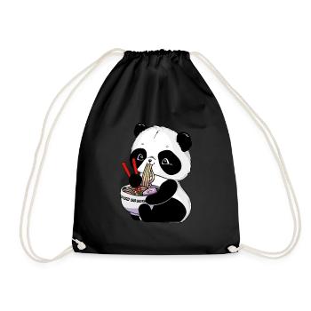 Panda Japanische Ramen Nudeln Panda - Turnbeutel - Schwarz - Vorne