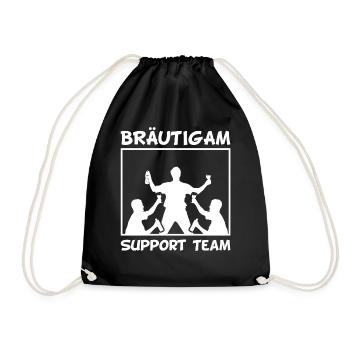 JGA Männer Junggesellenabschied Support Team - Turnbeutel - Schwarz - Vorne