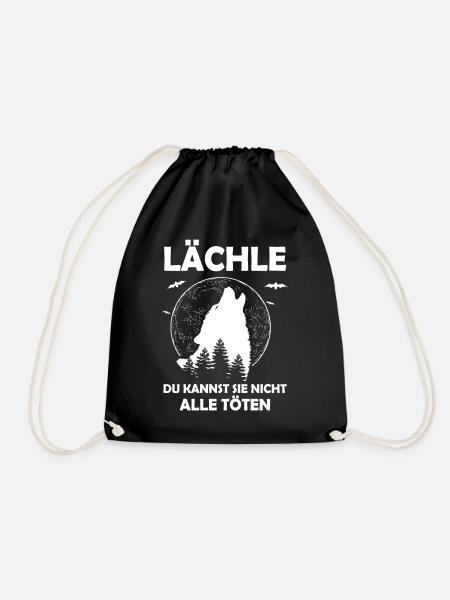 Wolf Tshirt Anführer Führer Rudel Leitwolf Chef - Turnbeutel - Schwarz