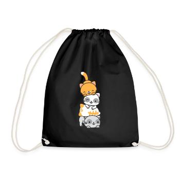 Cat Stack Kawaii Cats Cats Stack - Drawstring Bag - black - Front