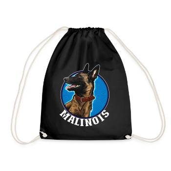 Belgian Malinoise Dog Art - Drawstring Bag - black - Front