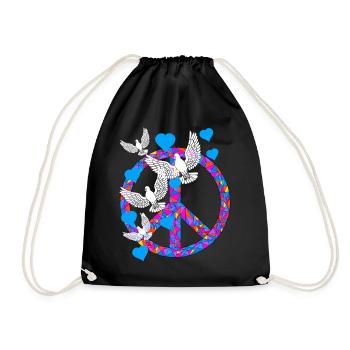 Peace Symbol Doves of Peace World Peace Peace - Drawstring Bag - black - Front