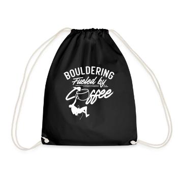 Bouldering Powered by Coffee Boulderer - Drawstring Bag - black - Front