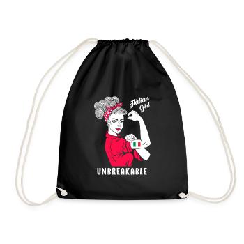 Italian Girl Unbreakable Strong Italian Woman - Drawstring Bag - black - Front