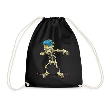 Dabbing Skeleton Skateboard - Turnbeutel - Schwarz - Vorne