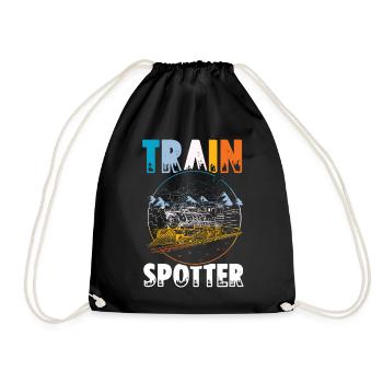 Eisenbahn Bahnhof Zug Train Spotter - Turnbeutel - Schwarz - Vorne