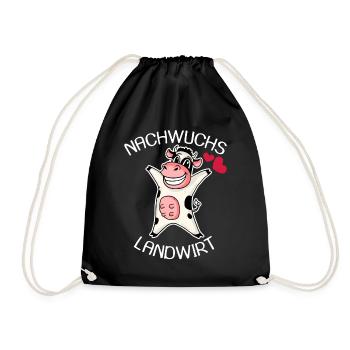 Nachwuchs Landwirt Kuh Geschenk - Turnbeutel - Schwarz - Vorne