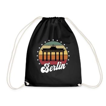 Berlin Deutschland Hauptstadt Souvenir Retro Shirt - Turnbeutel - Schwarz - Vorne