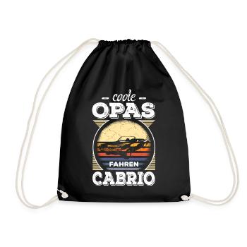 Coole Opas Fahren Cabrio Retro Auto Oldtimer Rente - Turnbeutel - Schwarz - Vorne