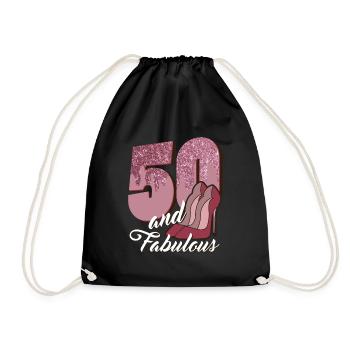 Birthday 50 years 50th birthday 50 and fabulous - Drawstring Bag - black - Front