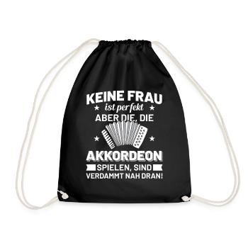 Akkordeon Musik Frauen Geschenkidee - Turnbeutel - Schwarz - Vorne