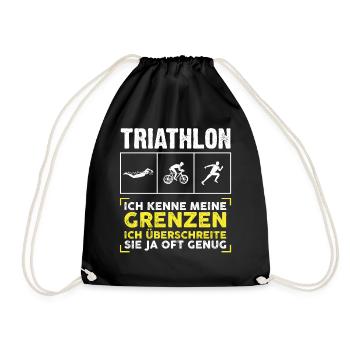 Triathlon Grenzen Sport Sportler Geschenk - Turnbeutel - Schwarz - Vorne