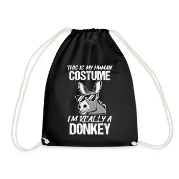 Esel Halloween Kostüm Geschenk Lustiger Spruch - Turnbeutel - Schwarz - Vorne