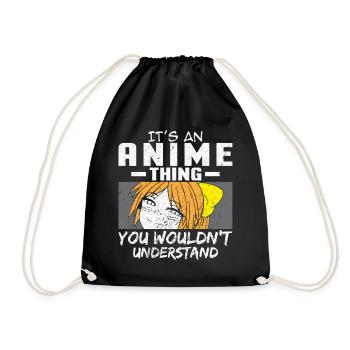 Hentai Anime Manga Japanese Etchi Waifu Kawaii - Drawstring Bag - black - Front