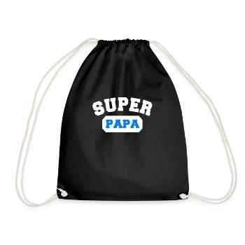 Superpapa Bester Dad Vater Super Papa Shirt - Turnbeutel - Schwarz - Vorne