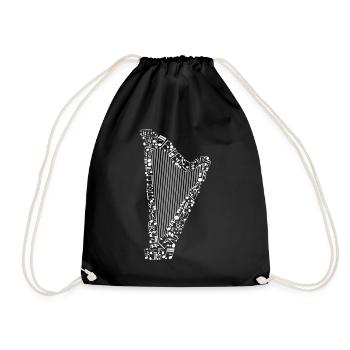 Musique Instrument Harpe Notes musicales Harpe - Sac de sport léger - noir - Devant