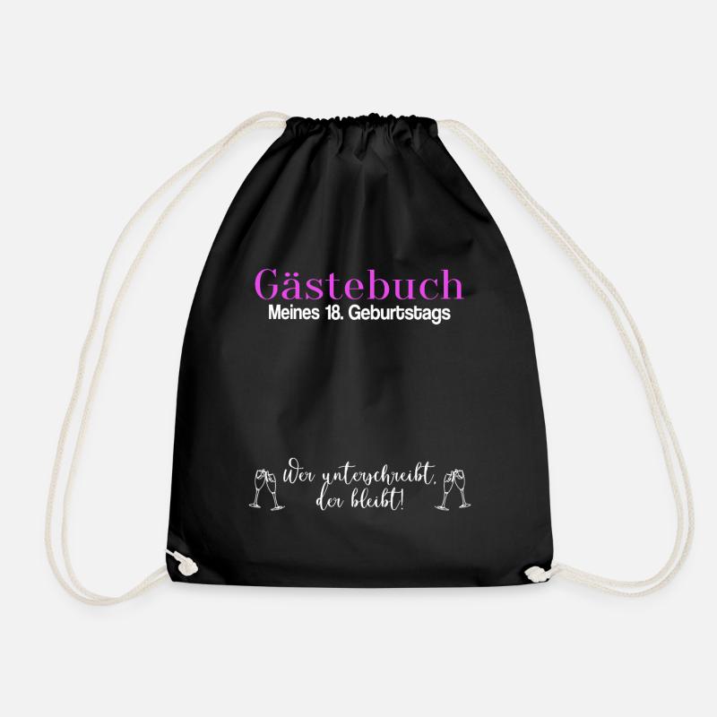Gästebuch Mädchen 18. Geburtstag Unterschrift - Turnbeutel - Schwarz