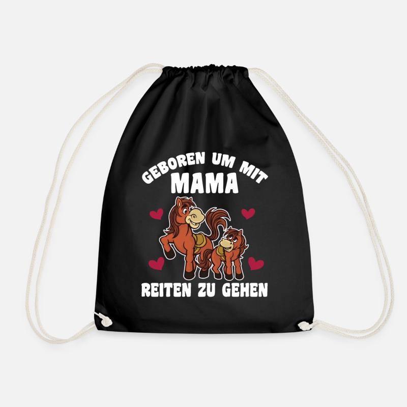 Geboren Um Mit Mama Zu Reiten Pferde - Turnbeutel - Schwarz