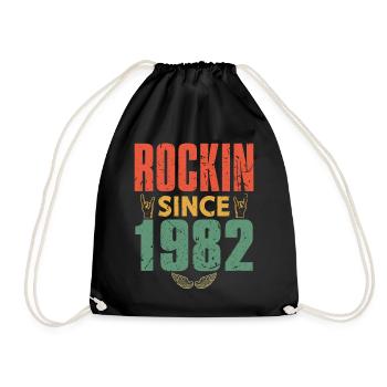 Geburtstag 1982 Spruch Rock - Turnbeutel - Schwarz - Vorne