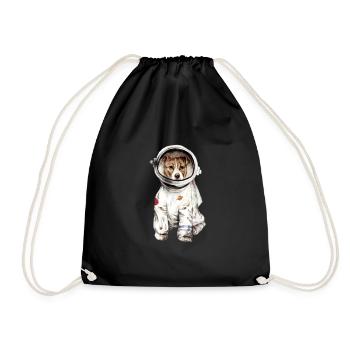 Hund in Raumanzug Astronaut Raumfahrt - Turnbeutel - Schwarz - Vorne