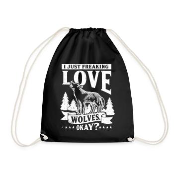 Wolf - Drawstring Bag - black - Front