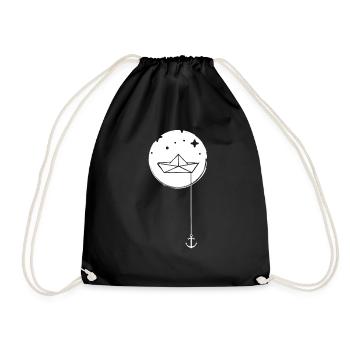 Bateau en papier avec ancre dans la mer - Sac de sport léger - noir - Devant