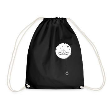 Bateau en papier avec ancre dans la mer - Sac de sport léger - noir - Devant