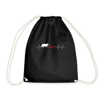 Capybara Heartbeat Capi ECG Capibara Pulse - Drawstring Bag - black - Front